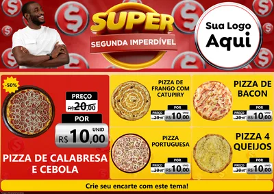 Modelo de Encarte para Encarte A4 Horizontal com o tema Super Segunda Imperdível para Pizzaria