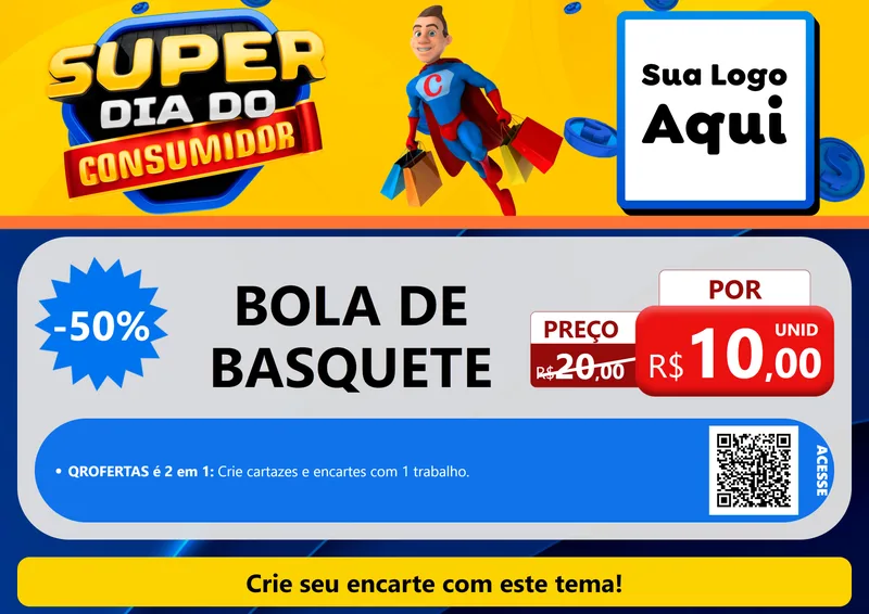 Modelo de Cartaz para Cartaz A4 Horizontal com o tema Super Dia do Consumidor para Artigos Esportivos