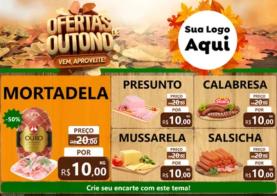 Modelo de Encarte para Encarte A4 Horizontal com o tema Ofertas de Outono - Vem, Aproveite! para Frios e Laticínios