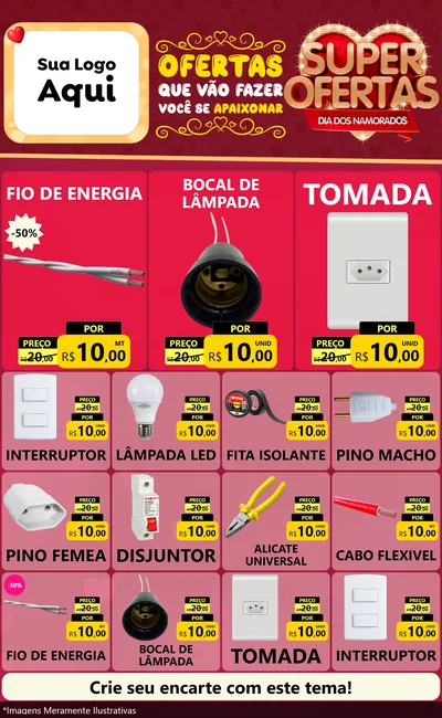 Modelo de Encarte para Encarte Grande com o tema Dia dos Namorados para Materiais Elétricos