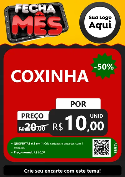 Modelo de Cartaz para Cartaz A4 Vertical com o tema Fecha Mês para Salgadaria