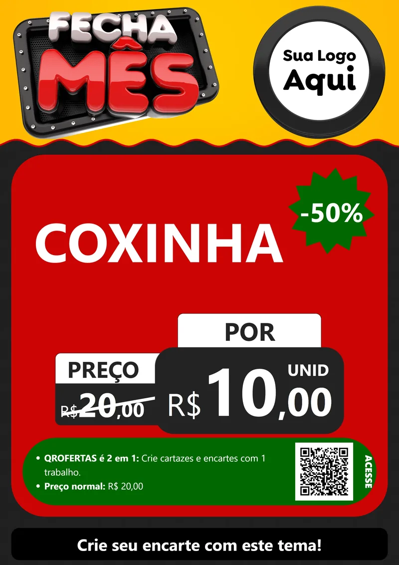 Modelo de Cartaz para Cartaz A4 Vertical com o tema Fecha Mês para Salgadaria