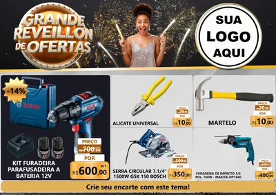 Modelo de Encarte para Encarte A4 Horizontal com o tema Grande Réveillon de Ofertas para Maquinas e Ferramentas
