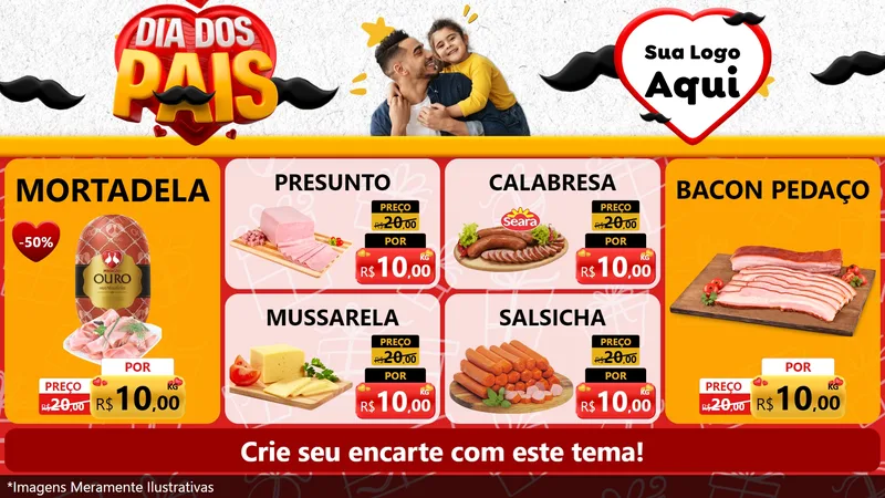 Modelo de TV para TV Horizontal com o tema Dia dos Pais para Frios e Laticínios