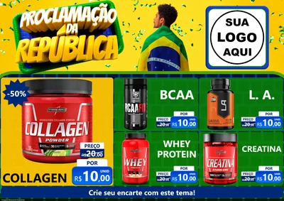 Modelo de Encarte para Encarte A4 Horizontal com o tema Proclamação da República para Suplementos alimentares