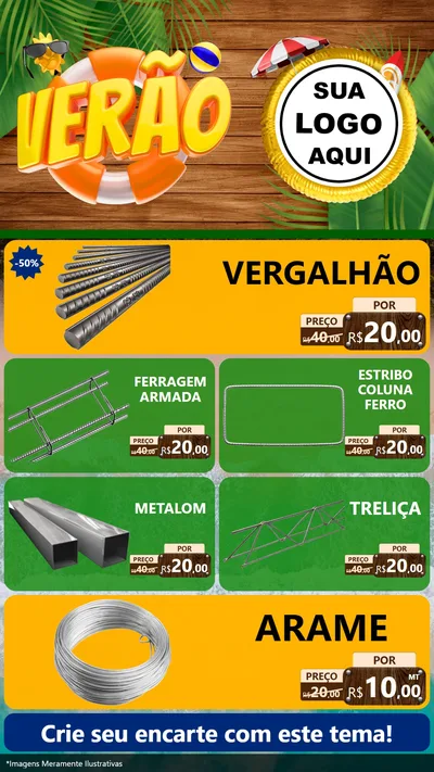 Modelo de TV para TV Vertical com o tema Verão para Ferragens