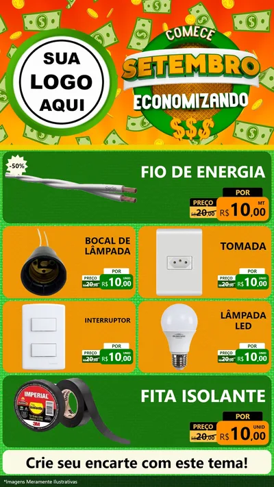 Modelo de TV para TV Vertical com o tema Comece Setembro Economizando para Materiais Elétricos