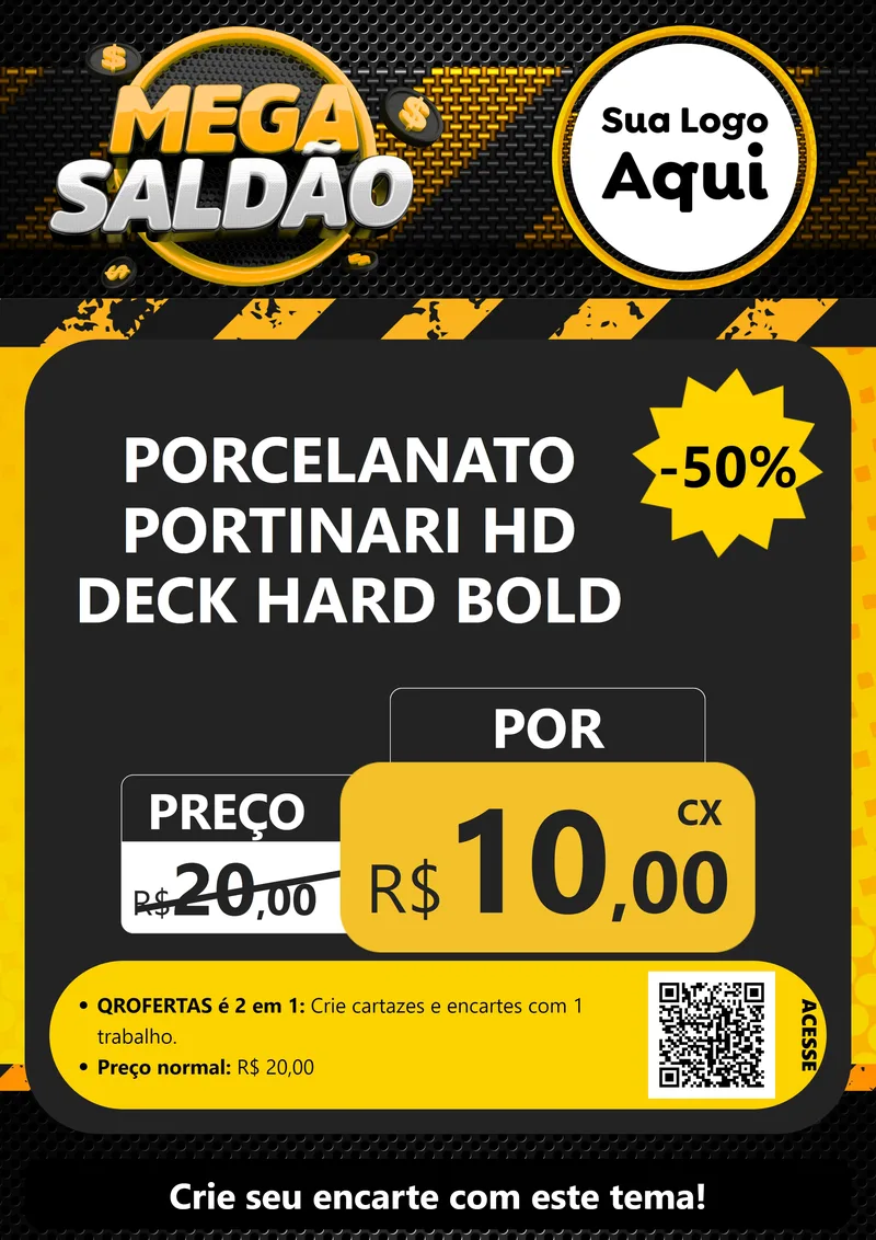 Modelo de Cartaz para Cartaz A4 Vertical com o tema Mega Saldão para Pisos e revestimentos