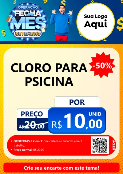 Modelo de Cartaz para Cartaz A4 Vertical com o tema Operação Fecha Mês Setembro para Produtos para Piscina