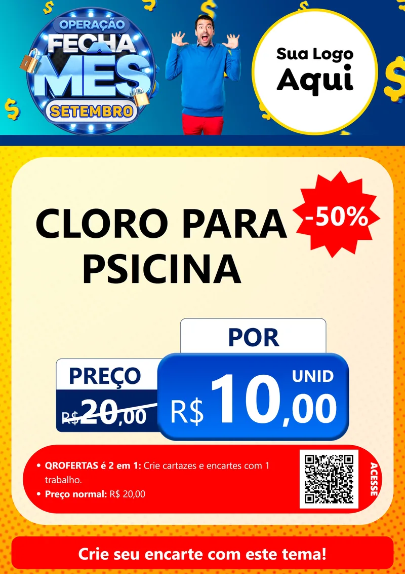 Modelo de Cartaz para Cartaz A4 Vertical com o tema Operação Fecha Mês Setembro para Produtos para Piscina