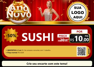 Modelo de Cartaz para Cartaz A4 Horizontal com o tema Super Ano Novo para Comida japonesa
