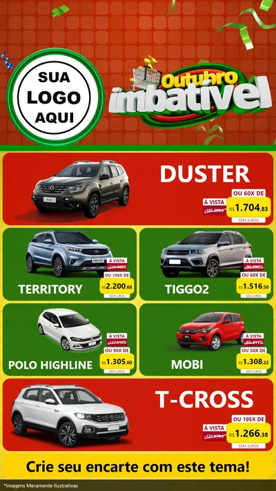 Modelo de TV para TV Vertical com o tema Outubro Imbatível para Concessionaria de Carros