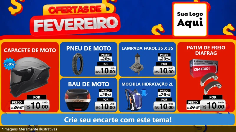 Modelo de TV para TV Horizontal com o tema Ofertas de Fevereiro para Moto peças