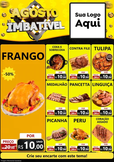 Modelo de Encarte para Encarte A4 Vertical com o tema Agosto Imbatível para Assados