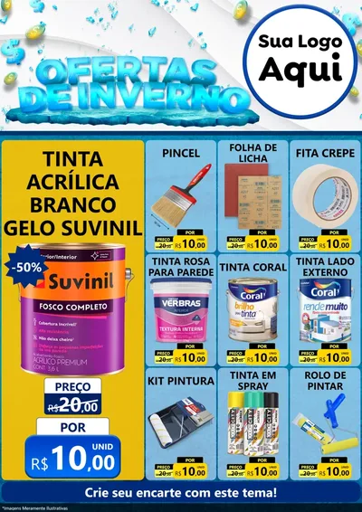 Modelo de Encarte para Encarte A4 Vertical com o tema Ofertas de Inverno para Tintas e Ferramentas