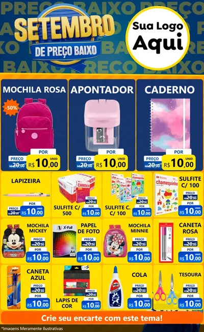 Modelo de Encarte para Encarte Grande com o tema Setembro De Preço Baixo para Papelaria