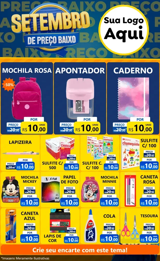 Modelo de Encarte para Encarte Grande com o tema Setembro De Preço Baixo para Papelaria