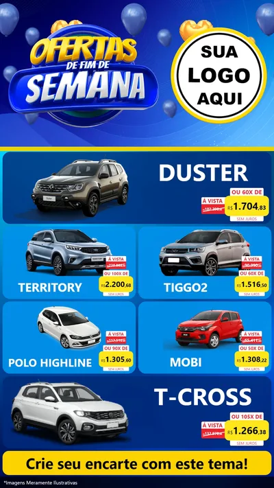 Modelo de TV para TV Vertical com o tema Ofertas de Fim de Semana para Concessionaria de Carros