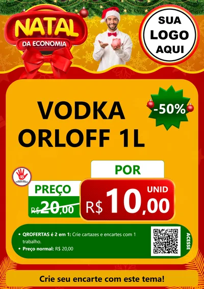 Modelo de Cartaz para Cartaz A4 Vertical com o tema Natal da Economia para Distribuidora de bebidas