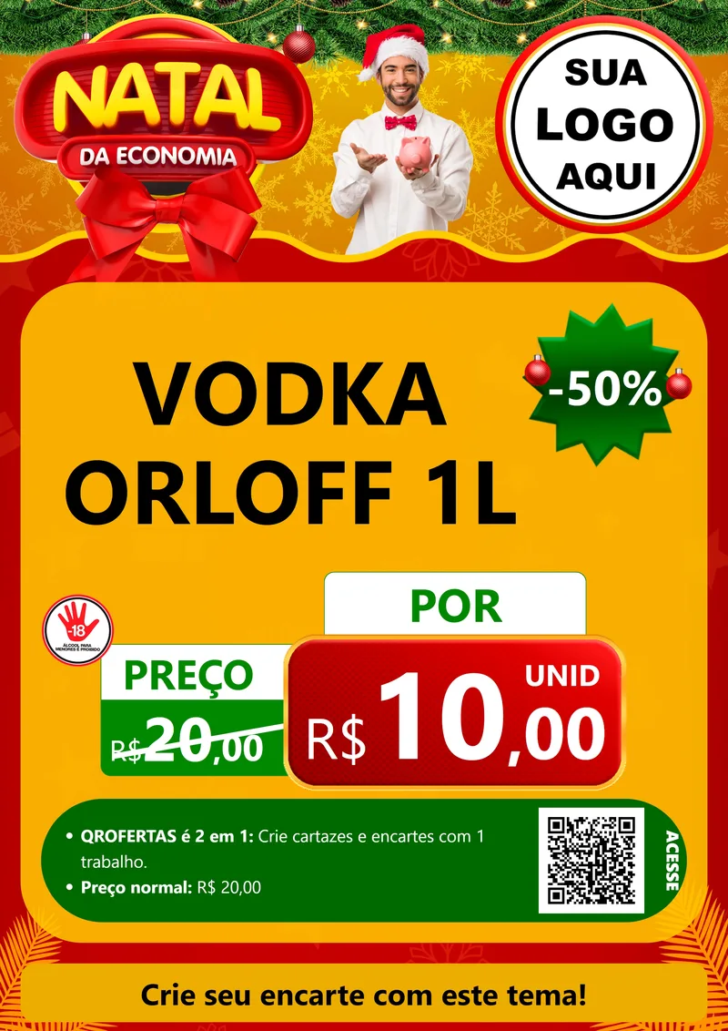 Modelo de Cartaz para Cartaz A4 Vertical com o tema Natal da Economia para Distribuidora de bebidas