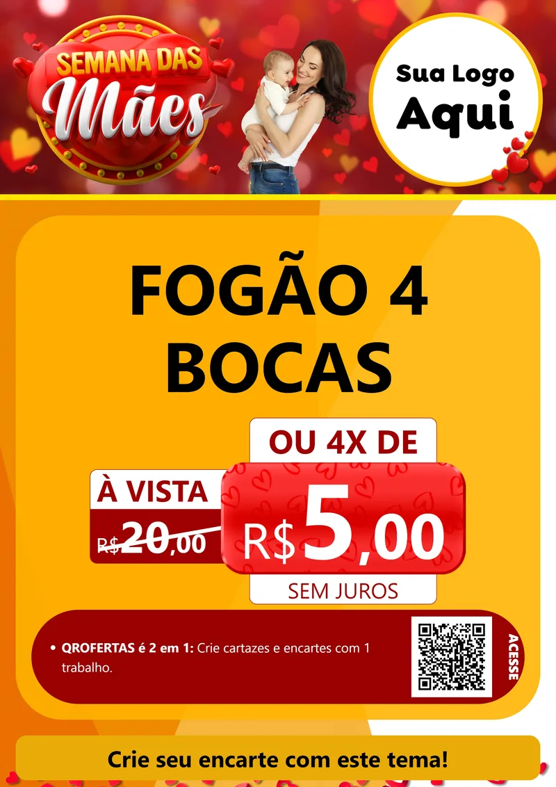 Modelo de Cartaz para Cartaz A4 Vertical com o tema Semana das Mães para Móveis e Eletro