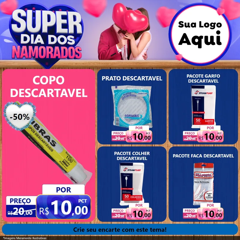 Modelo de Rede Social para Feed Facebook com o tema Super Dia dos Namorados para Embalagens
