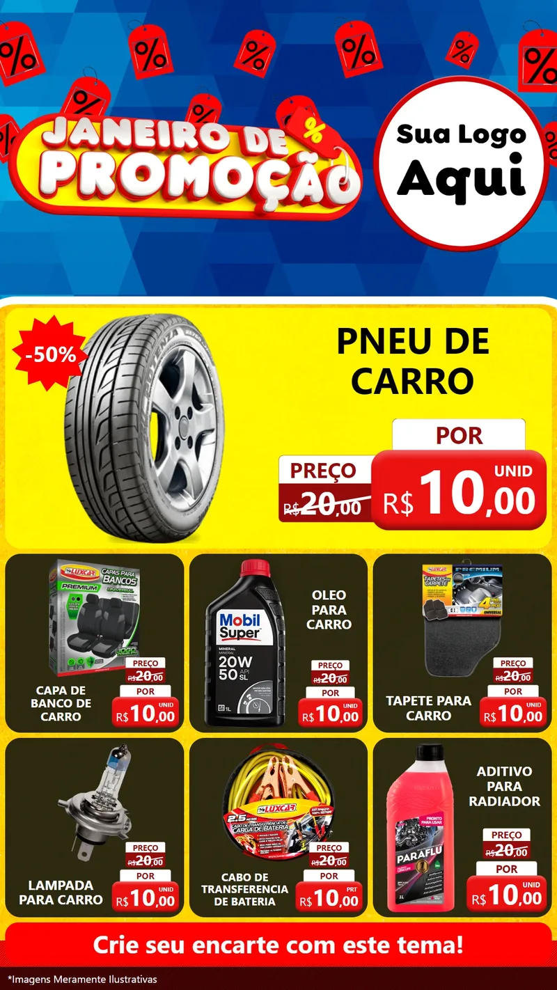 Modelo de Rede Social para Stories com o tema Janeiro de Promoção para Auto peças