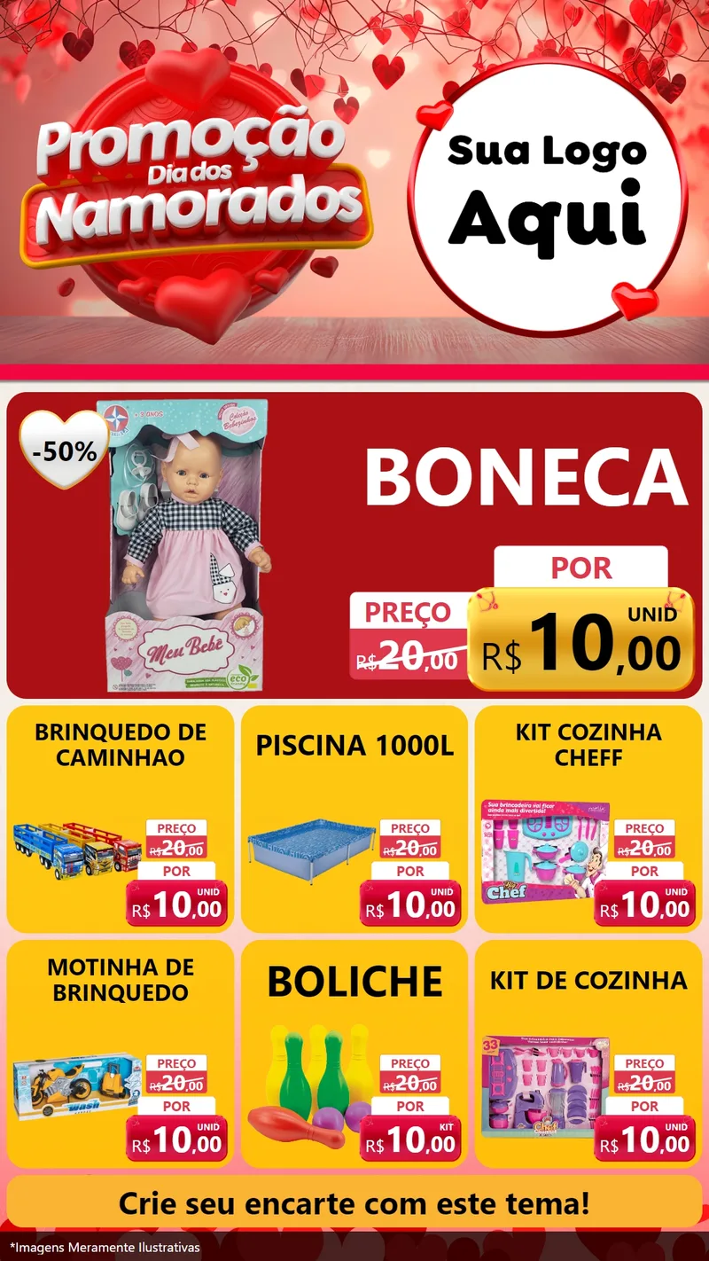 Modelo de Rede Social para Stories com o tema Promoção Dia dos Namorados para Brinquedos