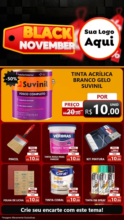 Modelo de Rede Social para Stories com o tema Black November para Tintas e Ferramentas