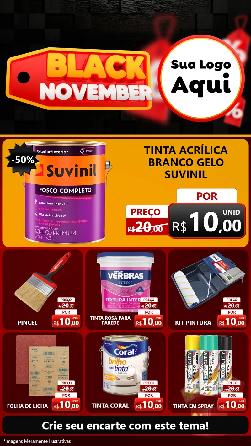 Modelo de Rede Social para Stories com o tema Black November para Tintas e Ferramentas