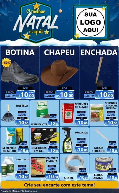 Modelo de Encarte para Encarte Grande com o tema O Melhor Natal É Aqui! para Agropecuária