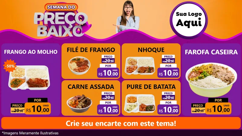 Modelo de TV para TV Horizontal com o tema Semana do Preço Baixo para Restaurante