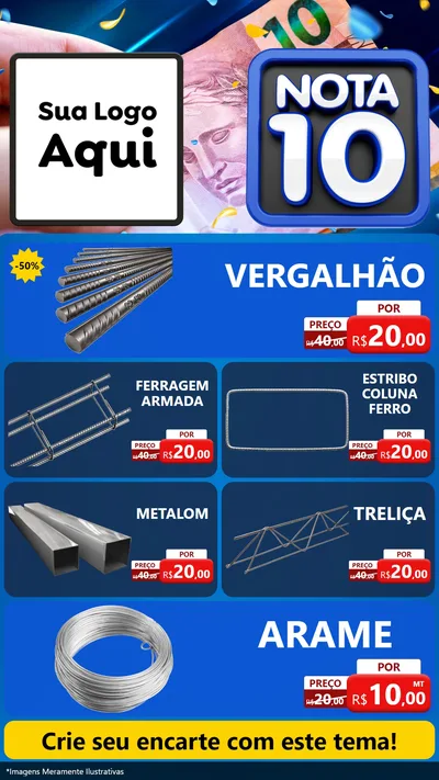 Modelo de TV para TV Vertical com o tema Nota 10 para Ferragens