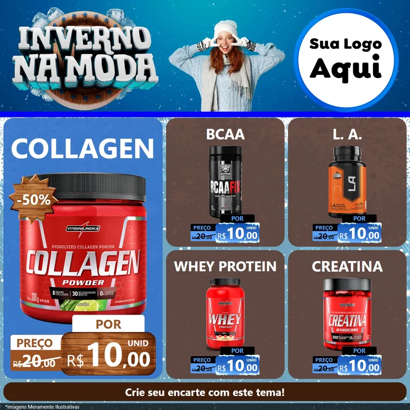 Modelo de Rede Social para Feed Facebook com o tema Inverno na Moda para Suplementos alimentares