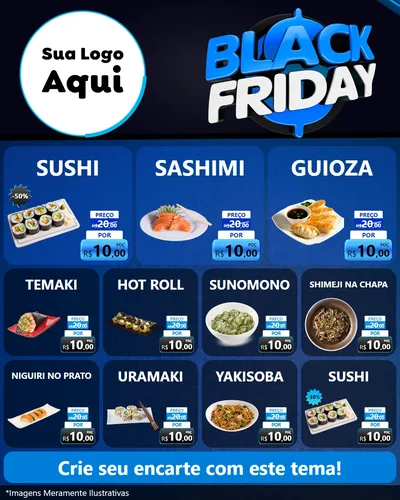 Modelo de Rede Social para Feed Instagram com o tema Black Friday para Comida japonesa