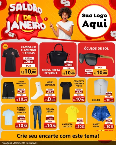 Modelo de Rede Social para Feed Instagram com o tema Saldão de Janeiro para Roupas e acessórios
