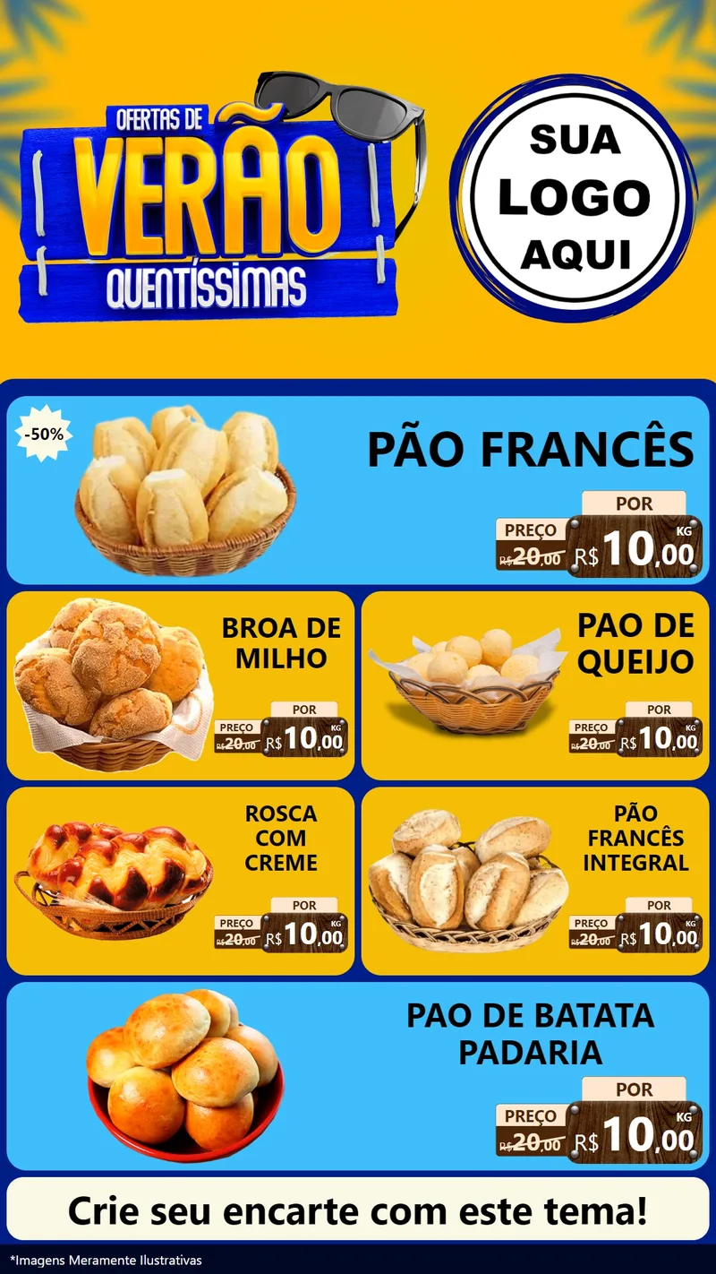 Modelo de TV para TV Vertical com o tema Ofertas de Verão Quentíssimas para Padaria