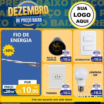 Modelo de Rede Social para Feed Facebook com o tema Dezembro de Preço Baixo para Materiais Elétricos