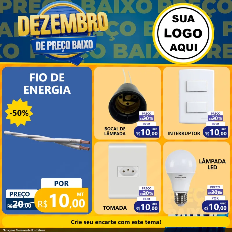 Modelo de Rede Social para Feed Facebook com o tema Dezembro de Preço Baixo para Materiais Elétricos