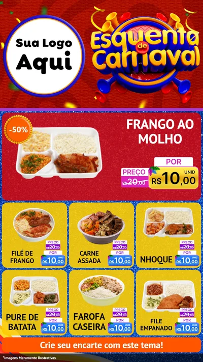 Modelo de Rede Social para Stories com o tema Esquenta de Carnaval para Restaurante