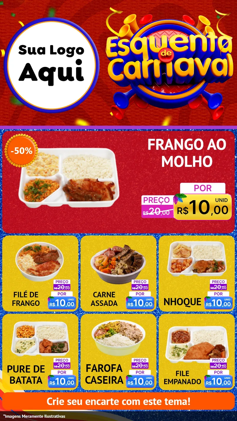 Modelo de Rede Social para Stories com o tema Esquenta de Carnaval para Restaurante
