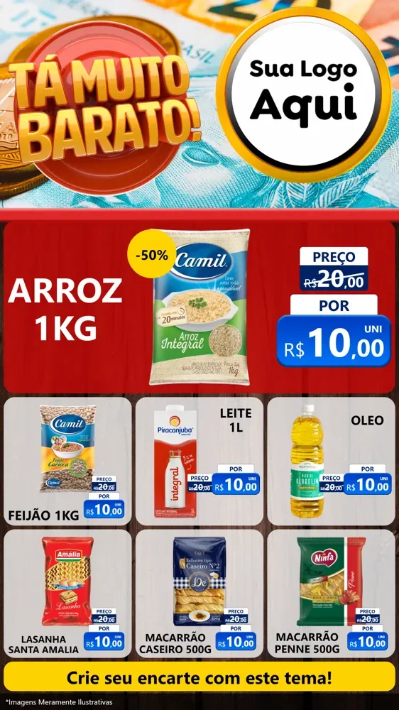 Modelo de Rede Social para Stories com o tema Está Muito Barato para Supermercado