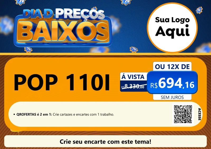 Modelo de Cartaz para Cartaz A4 Horizontal com o tema Dia D Preço Baixo para Concessionaria de Motos