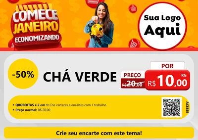 Modelo de Cartaz para Cartaz A4 Horizontal com o tema Comece Janeiro Economizando para Produtos Naturais
