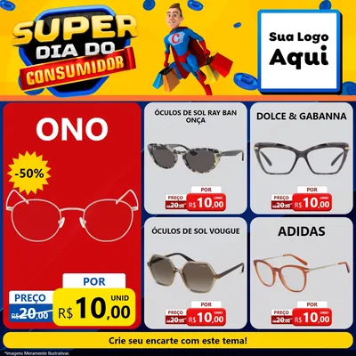 Modelo de Rede Social para Feed Facebook com o tema Super Dia do Consumidor para Óticas