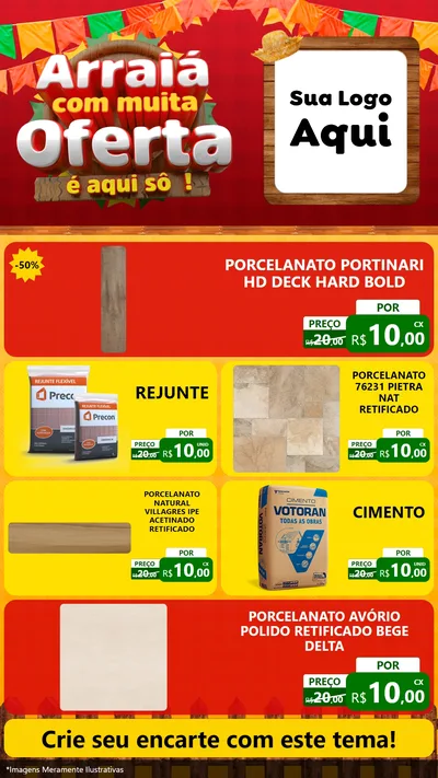 Modelo de TV para TV Vertical com o tema Arraiá Com Muita Oferta - É Aqui Sô! para Pisos e revestimentos