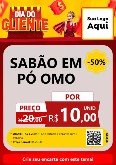 Modelo de Cartaz para Cartaz A4 Vertical com o tema Dia do Cliente para Produtos de Limpeza