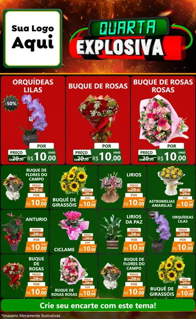 Modelo de Encarte para Encarte Grande com o tema Quarta Explosiva para Floricultura e jardim