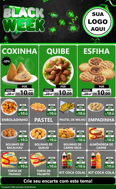 Modelo de Encarte para Encarte Grande com o tema Black Week para Salgadaria