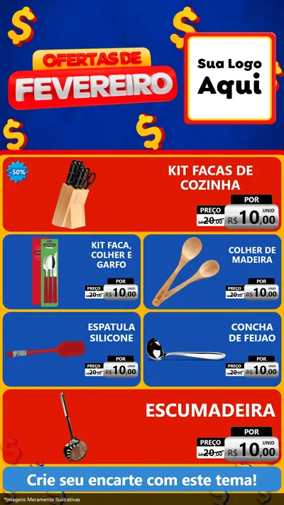 Modelo de TV para TV Vertical com o tema Ofertas de Fevereiro para Utilidades Domésticas
